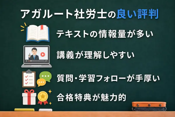 アガルート社労士講座の良い評判
