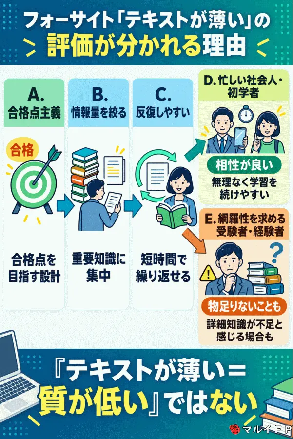 フォーサイトの「テキストが薄い」の評価が分かれる理由 テキストが薄い＝質が低い、ではない