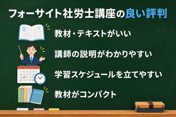 フォーサイト社労士講座の良い評判