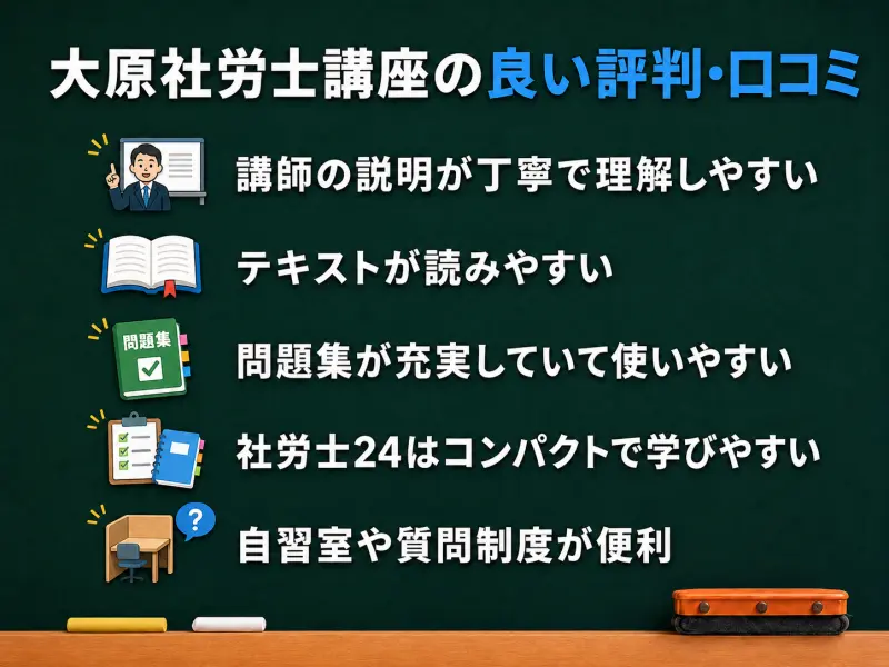 大原社労士講座の良い評判・口コミ