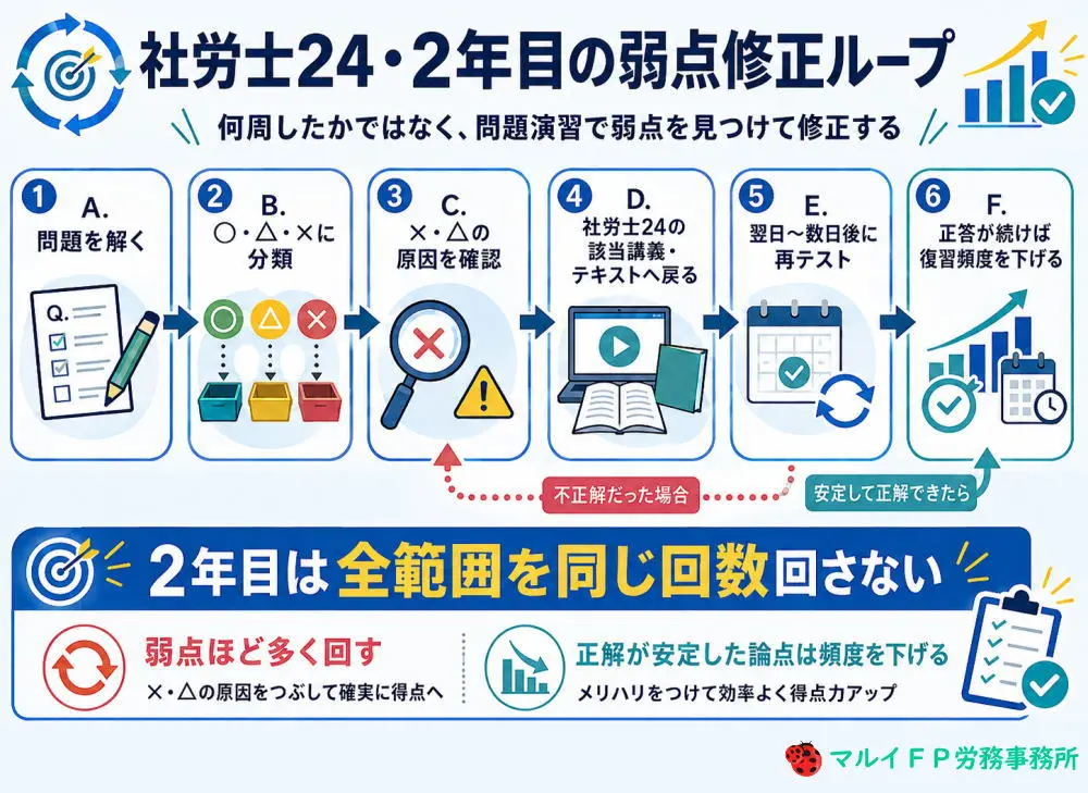 社労士24・2年目の弱点修正ループ