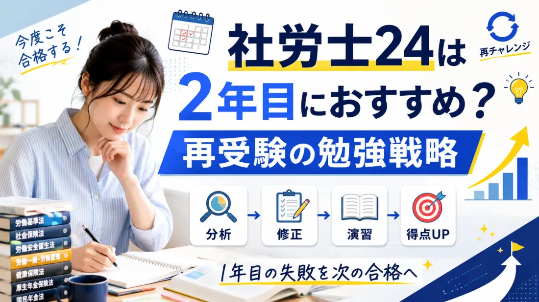 社労士24は2年目におすすめ？再受験の勉強戦略