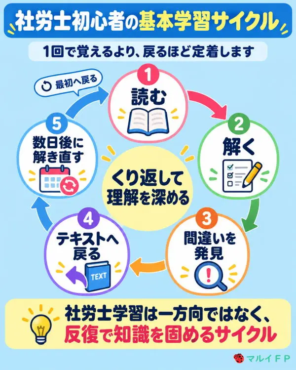 デザイナー向け指示書: 社労士初心者の基本学習サイクル