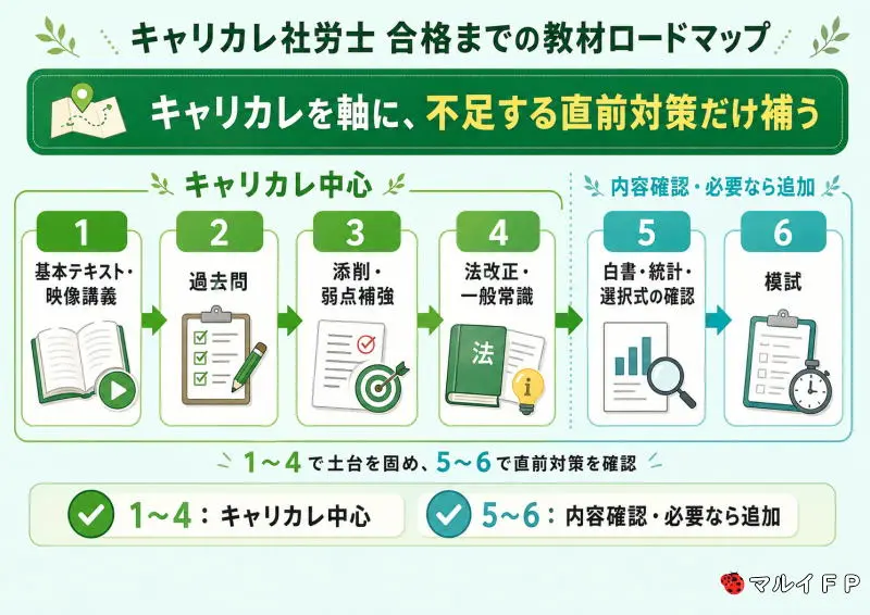 キャリカレ社労士　合格までの教材ロードマップ