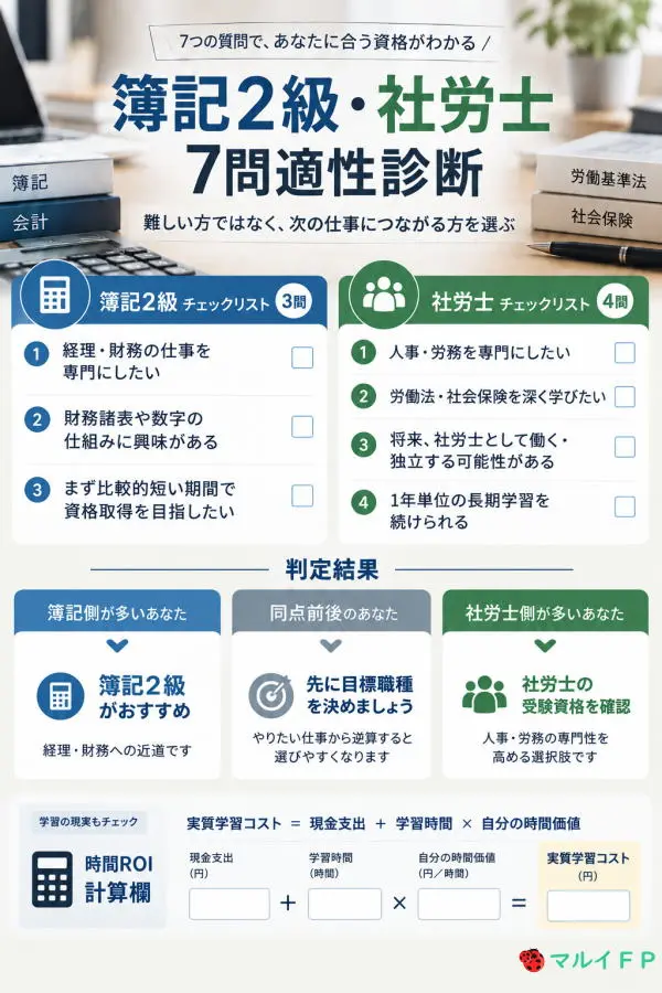 簿記2級・社労士7問適性診断
