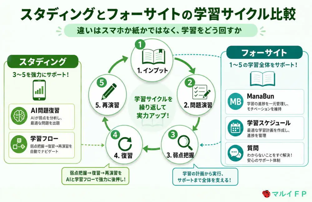 スタディングとフォーサイトの学習サイクル比較