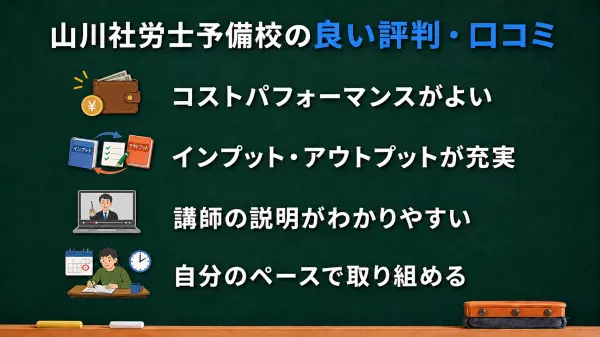 山川社労士予備校の良い評判・口コミ